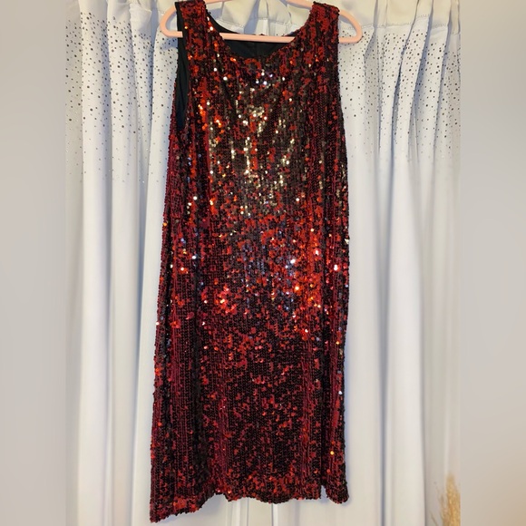 Dresses & Skirts - Brand: Ashley Stewart
Size: 26, PTP- 21”, Length- 42”
Color: Red & Black sequins